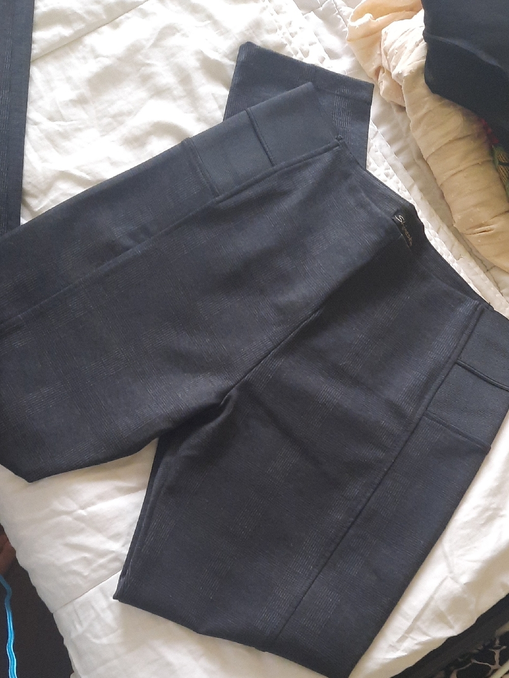 Black Ponte Knit Skinny Pencil Ankle Pants